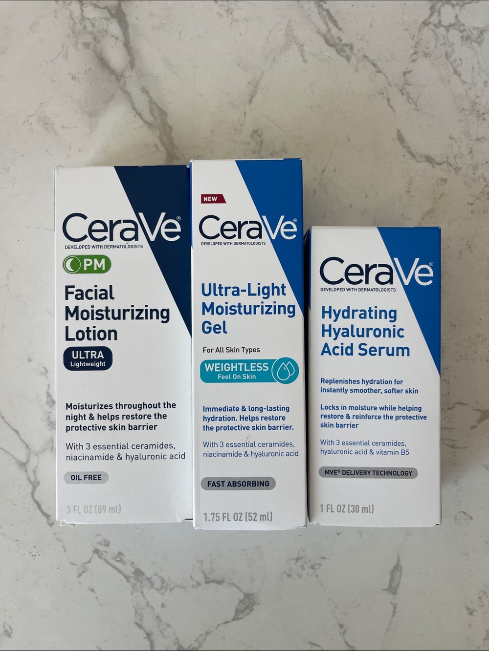 CeraVe Blue and White Hydrating Moisturizer Set — Ultra-Light Gel & Serum